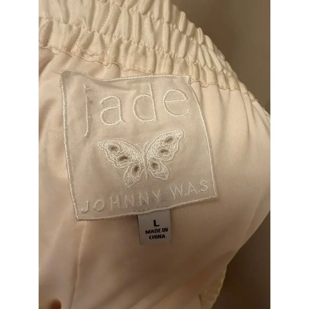 NWOT Johnny Was Jade Luna Wrap Pant Jonis Dream Cream/Blue Sz Large - Picture 8 of 9